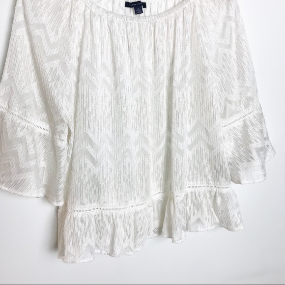 TOMMY HILFIGER White Off Shoulder Flowy Blouse - Picture 3 of 8